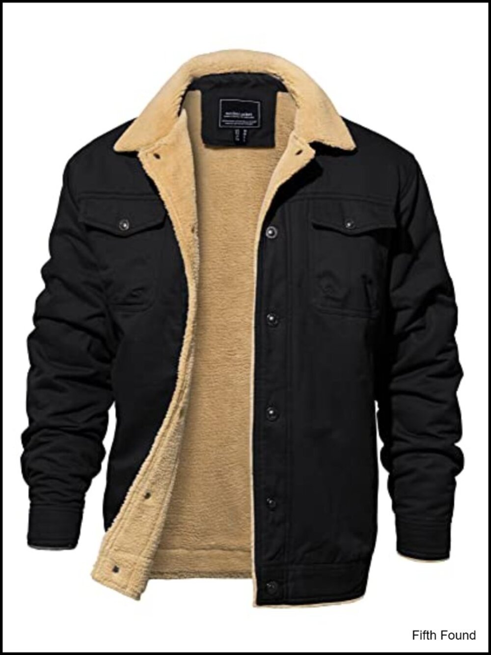 Men's Cotton Fleece Casual Work Cargo Jacket with 5 Pockets